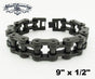 9" x 1/2" BLACK Stainless Steel Motorcycle Bracelet (#805L)