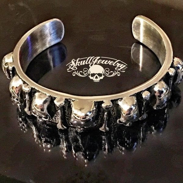 'Come Together' Multi-Skull & Bones Bangle Bracelet