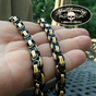 Black/Gold Stainless Steel Byzantine Chain Bracelet (#822)