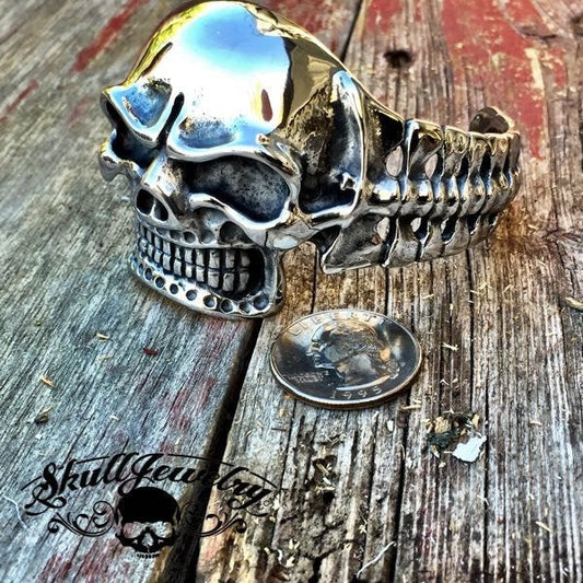 'Boogie With Stu' Big, Bold & Heavy Skull Bangle Bracelet (#841)