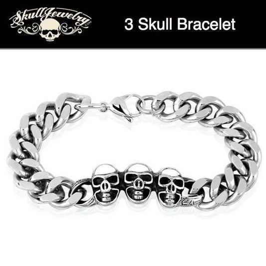 'I Can Hear You Calling' Stainless Steel Skull Bracelet