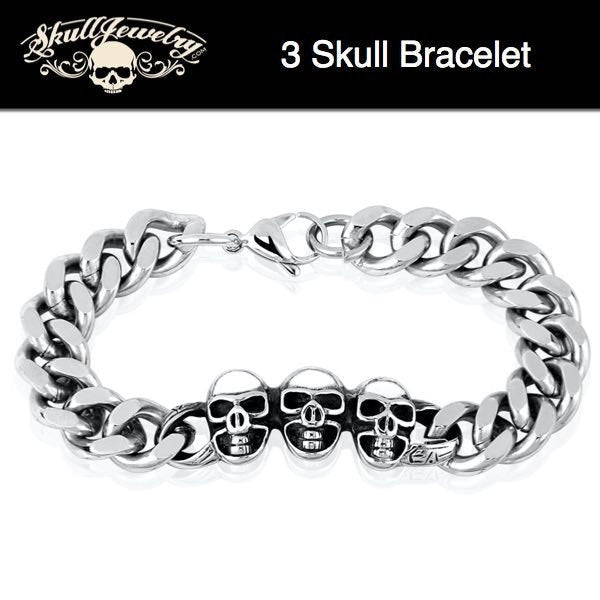 'I Can Hear You Calling' Stainless Steel Skull Bracelet