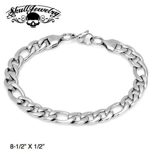 8-1/2" x 1/2" Stainless Steel Figaro Bracelet