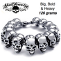 Go Your Own Way - Big, Bold & Thick Stainless Steel Skulls Bracelet (multiple lengths)