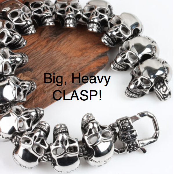 Go Your Own Way Big , Bold & épais en acier inoxydable 14 Skulls Bracelet