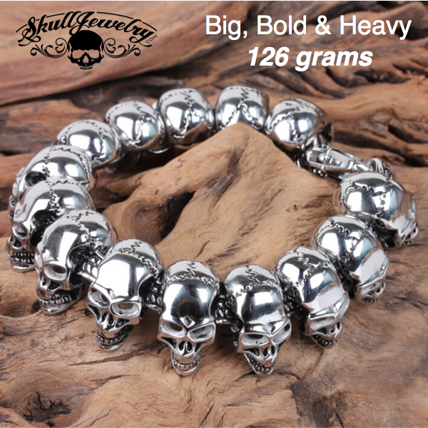 Sigue tu propio camino grande, audaz y gruesa de acero inoxidable 14 cráneos de pulsera
