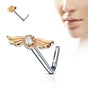 Angel Wings Nose Stud Ring (Rose Gold/Clear)