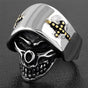 Angel of Death Skull Ring With Gold Cross on Side (#325)