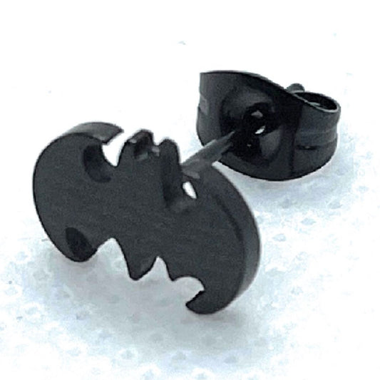 BLACK 'Dark Knight' Stainless Steel Bat Earring Set