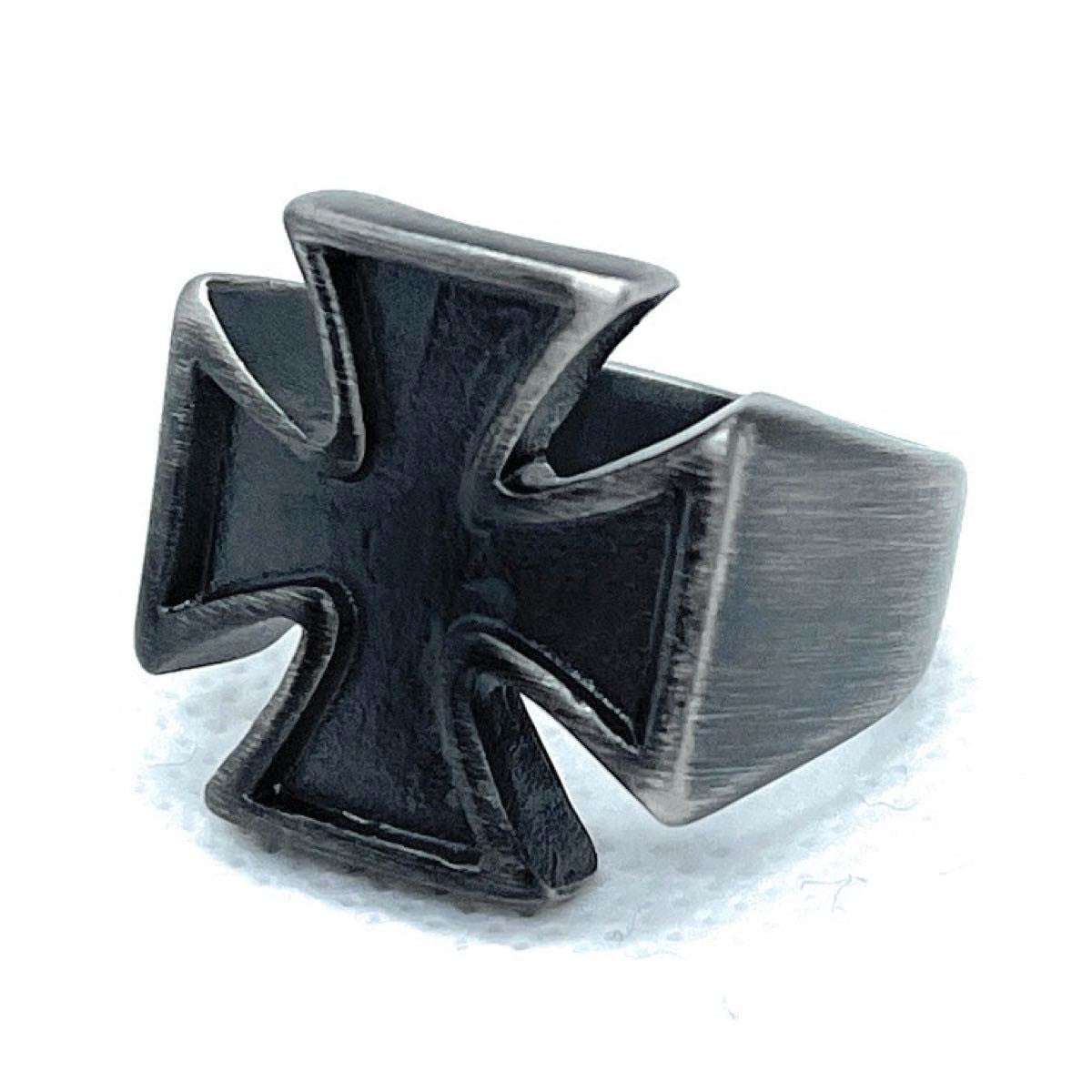 Badass Gun Metal Iron Cross Ring