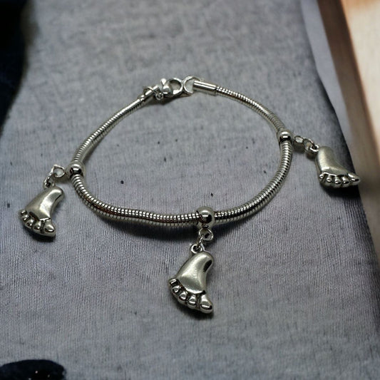 Triple Foot Print Bracelet