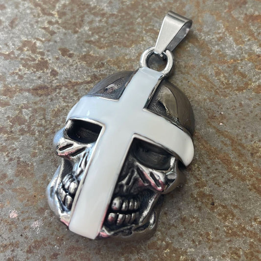 Big, Bold & Heavy Knights Templar Pendant w/White Cross (#p132)