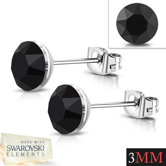Black 3mm Earrings