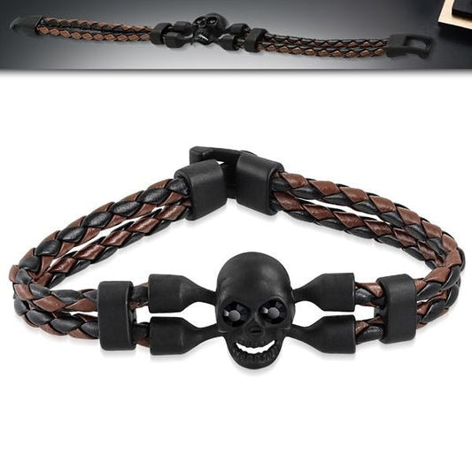 'Black Betty' Black/Brown Skull Bracelet (#c178)