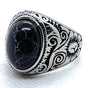 Black Hawk - Stainless Steel Black Turquoise Ring (#735)