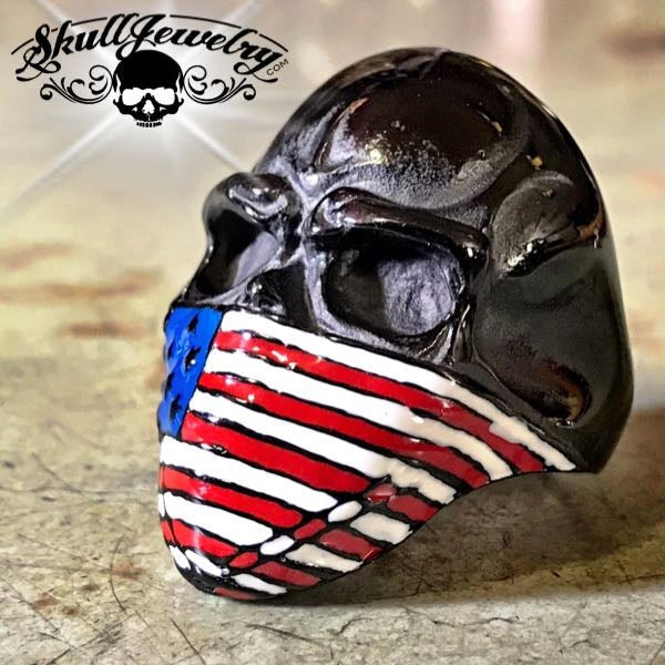 Black American Infidel Skull Ring