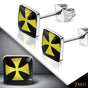 Black Reactor – 7mm Stainless Steel Stud Earrings (#e066)