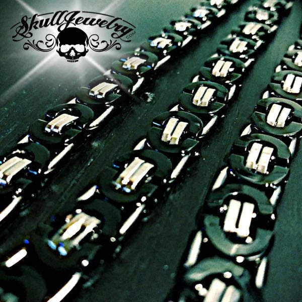 Black & Stainless Steel Necklace & Bracelet Combo, 316L stainless steel mens chain necklace