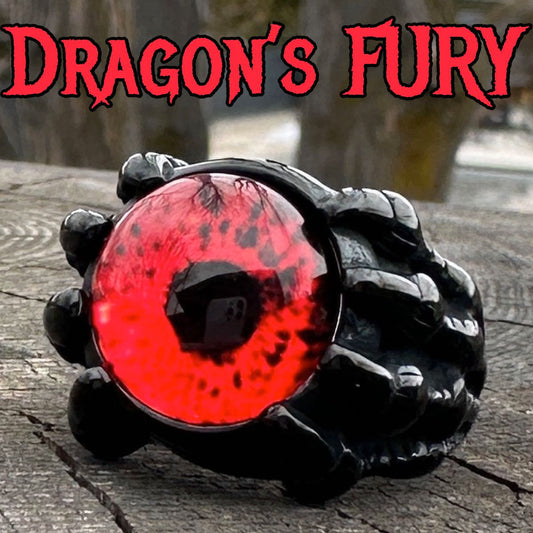 Blackened Dragon's Fury Ring Red Eye