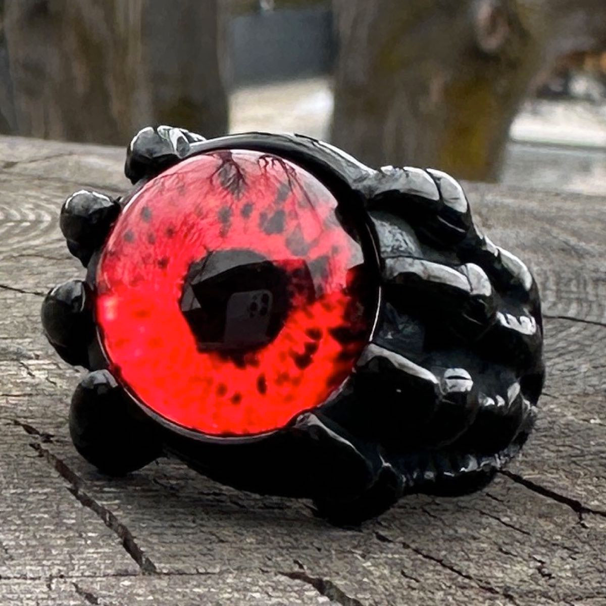 Blackened 'Dragon's Fury' Ring w/Red Eye