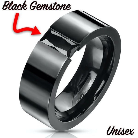 'Black on Black' Men's or Women's Gemstone Ring (#c028)