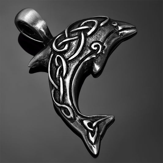 Celtic Spirit 🐬 Dolphin Pendant – Solid Pewter
