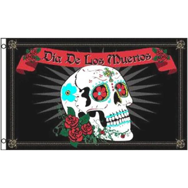 'Day of the Dead' Skull & Roses Flag (#flag023)