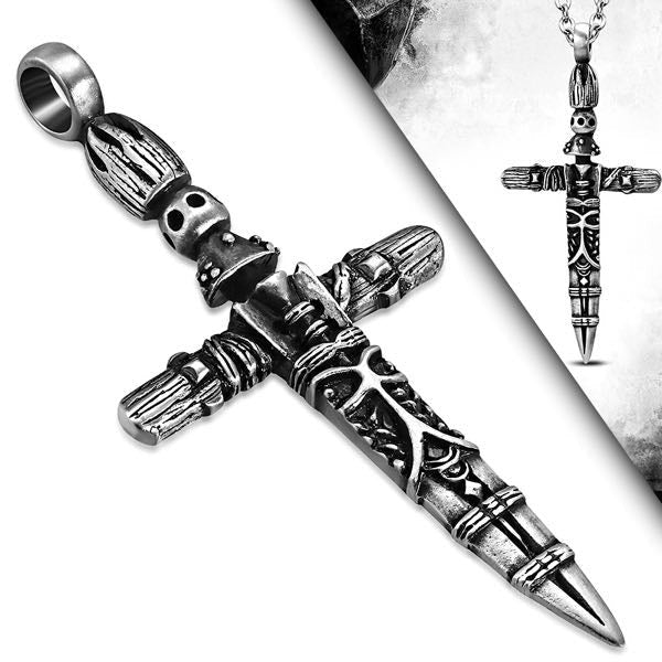 Detailed Totem Cross Pendant (#c343)