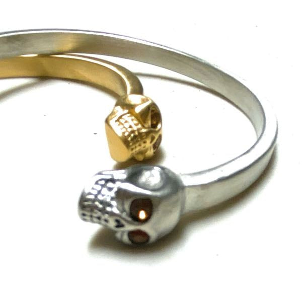 Double Trouble Steel Bangle Skull Bracelet