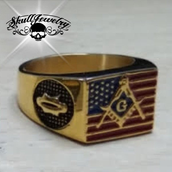 Free Mason Ring - gold-tone