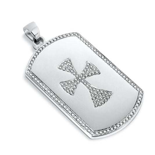 Gemstone Cross Dog Tag Pendant