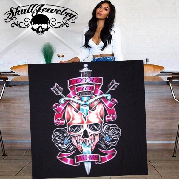 Giant 45"x45" 'Loyal To None' Skull Wall Banner