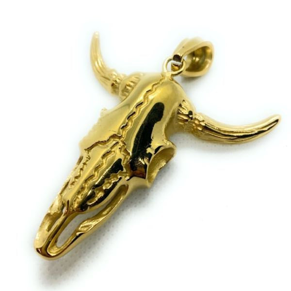 Gold-Tone - Big & Bold Steer w/Horns Pendant