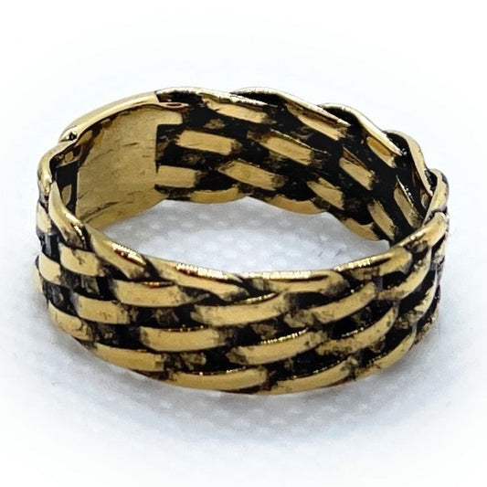 Gold-Tone Color Basketweave Style Band Ring (#c449)