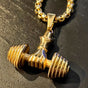 Gold-Tone Weightlifting Dumbbell Pendant (#c207)