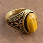 Gold-tone 'Cat's Eye' Stainless Steel Ring (#739Gold)