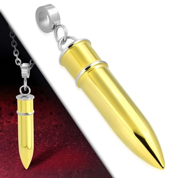 Gold Tone Bullet Pendent (item#c115)