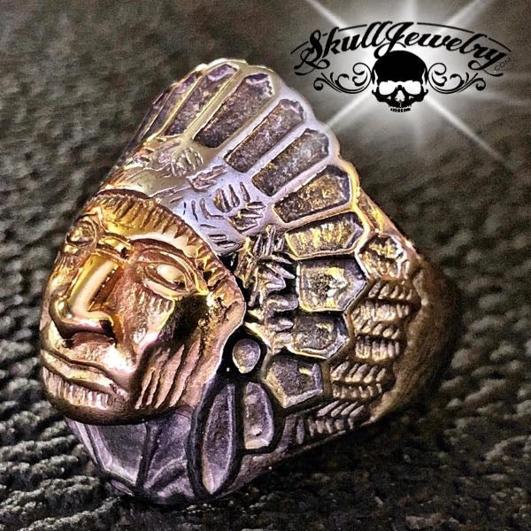 Gold 2-Tone Apache Indian Chief Ring