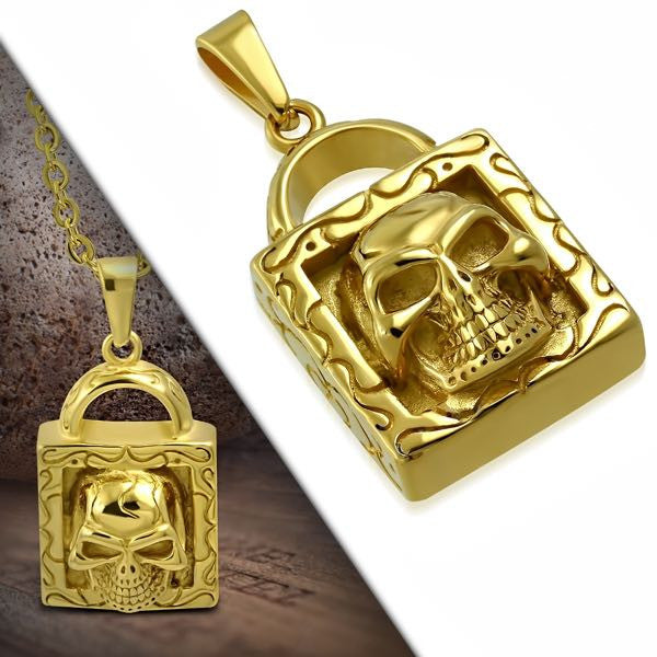 Gold tone Skull Pendant padlock