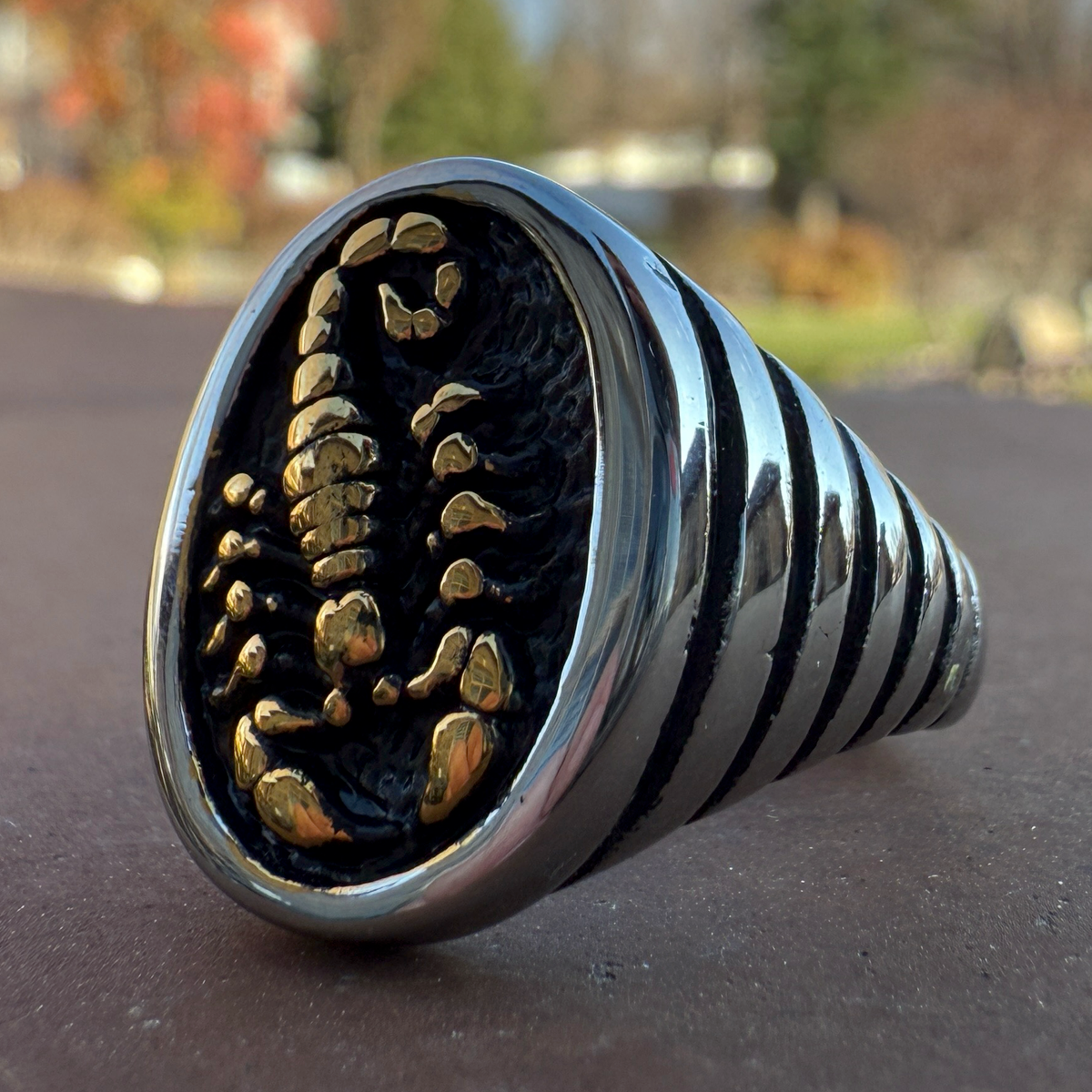 Golden Scorpion Sovereign Ring – Gold Scorpion 316L Steel Band