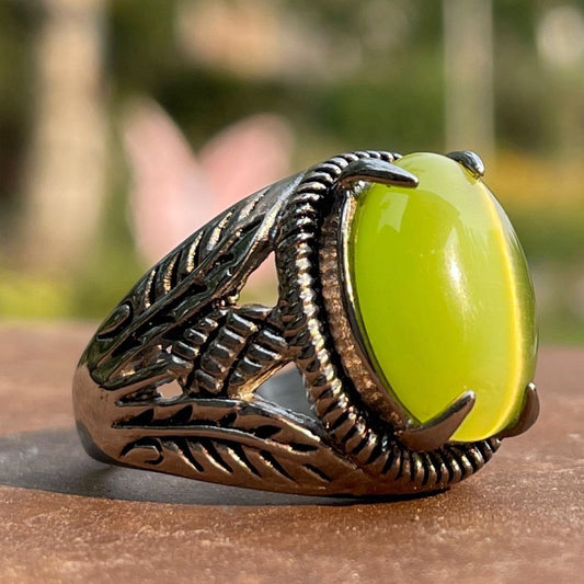 Green Manalishi Stainless Steel Ring  