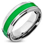 Green Stripe Band Stainless Steel Ring (#c317)