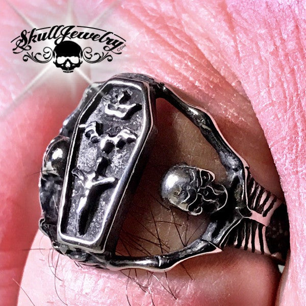 'Hold Strong' Coffin & Skeleton Ring