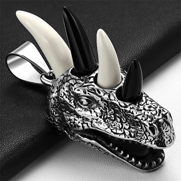 Big & Bold Dinosaur Biker Pendant W/ Horns