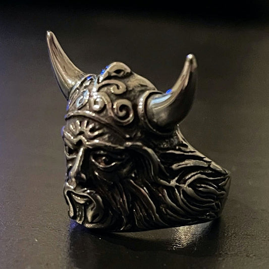 'Horny Bastard' Skull Ring With Horns (#216)