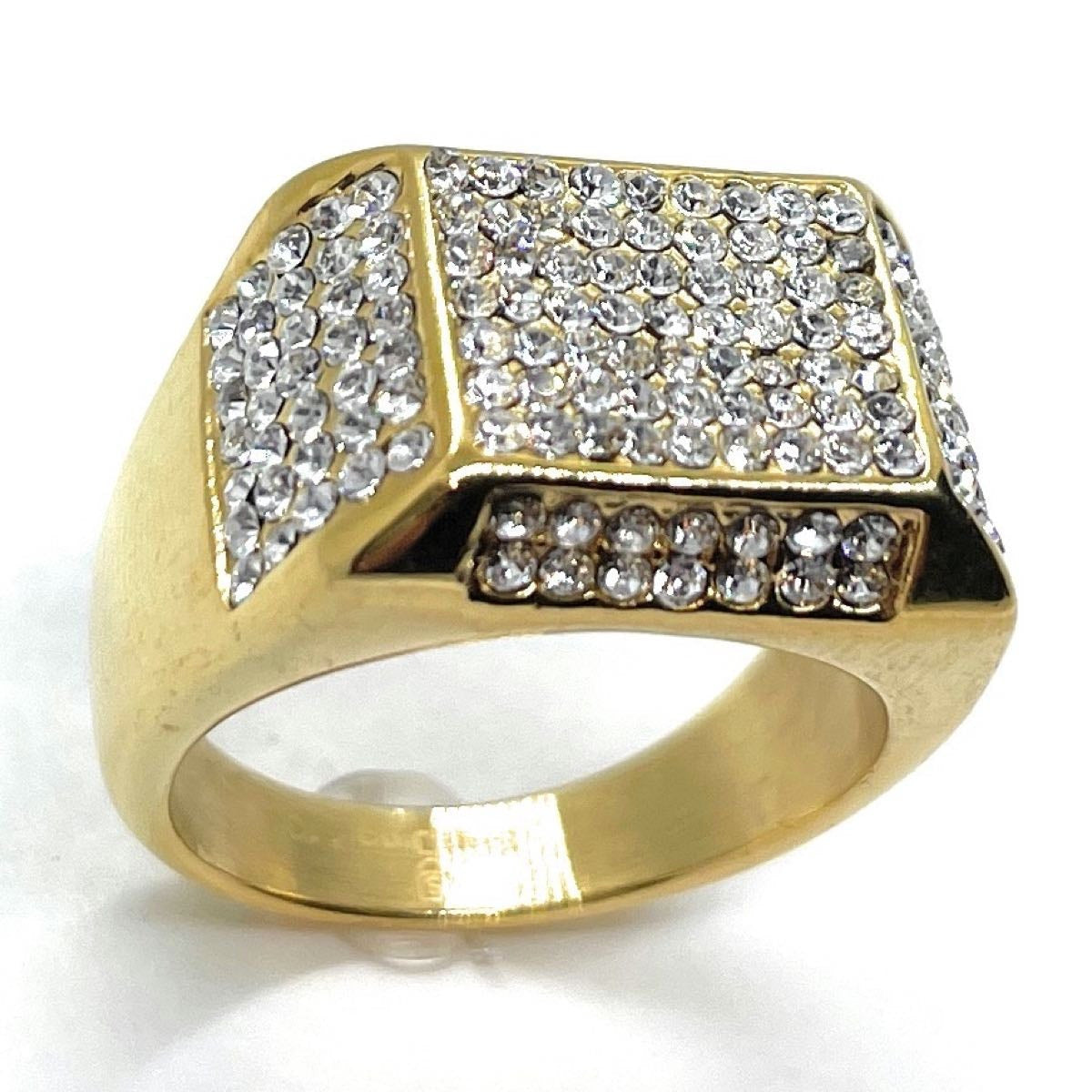 Iced Out Gold-Tone Ring (#c129)