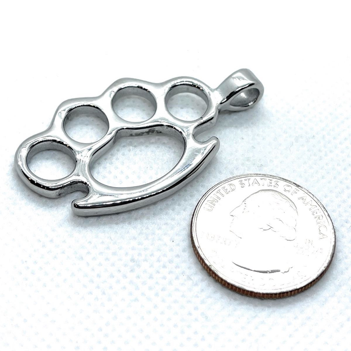 'Knuckle Duster' Pendant stainless steel color - size