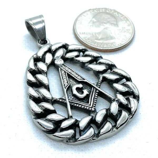 Large Masonic Pendant - size camparison to a us quarter