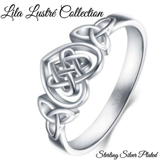 Lila Lustré Collection - Celtic Cross Sterling Silver Plated Ring