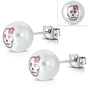 Love Bites – Simulated Pearl Skull Earrings (#e069)